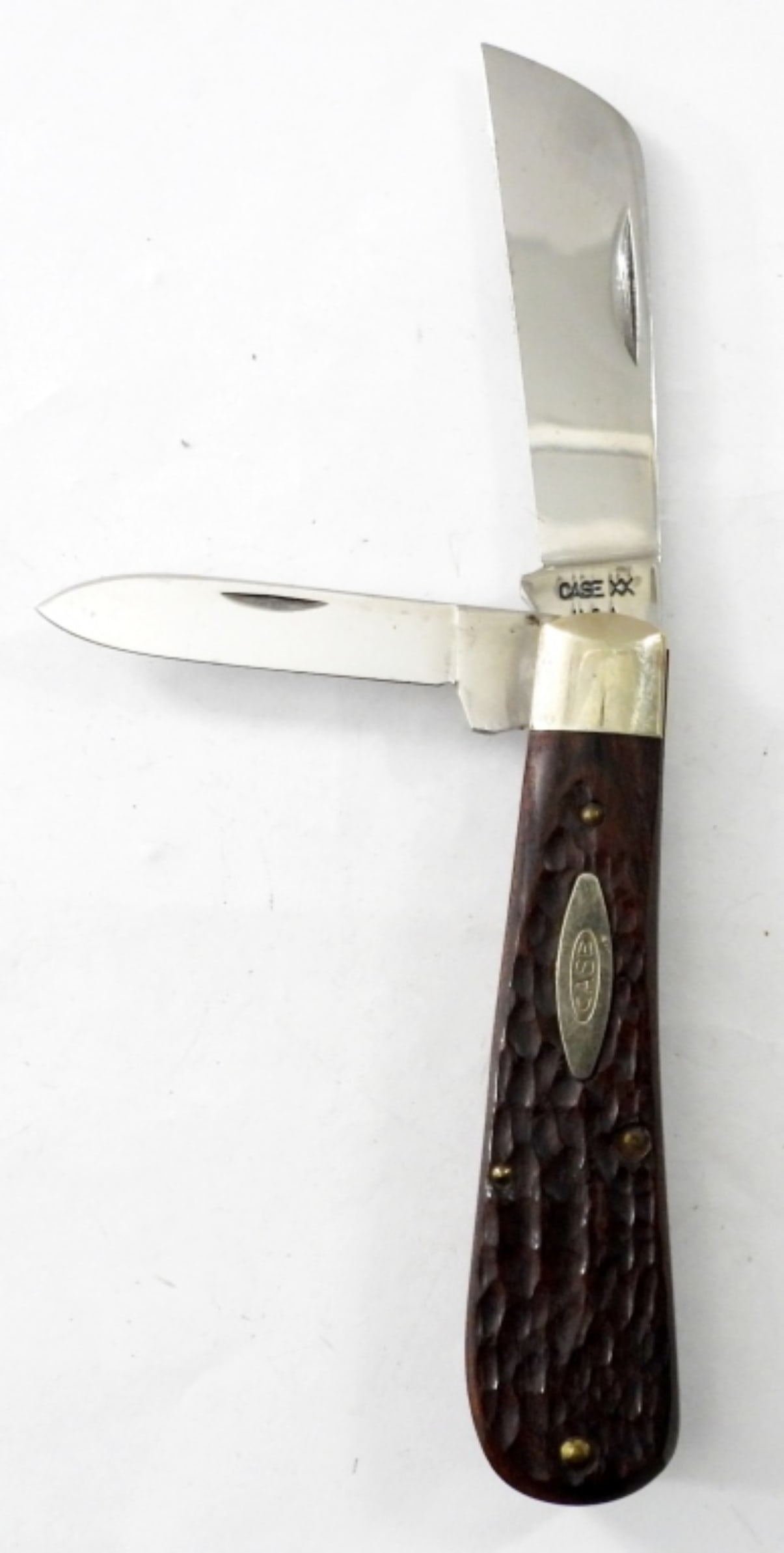 (1)VINTAGE CASE XX #6217 POCKET KNIFE: 9 DOTS, BROWN BONE HANDLE, NICE CONDITION