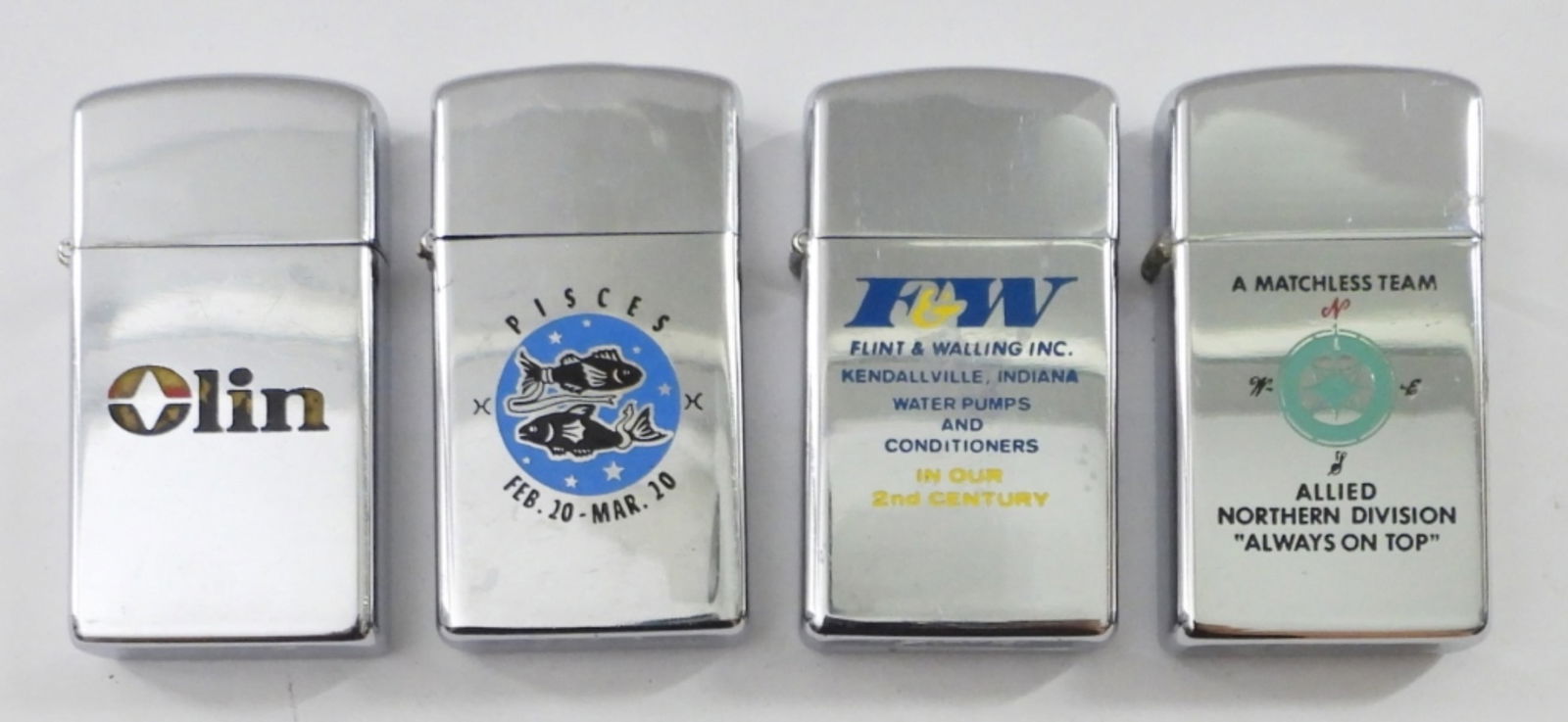 (4) SLIM ZIPPOS WITH DESIGNS (1 of 4)