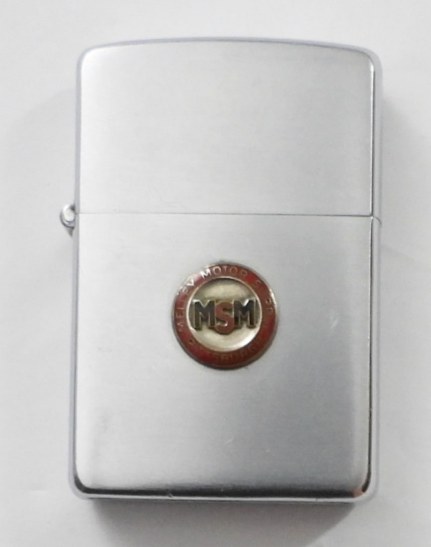 1958 FIRED PAT PEND(2517191) LOGO ZIPPO: 1958 FIRED PAT PEND(2517191) MSM MEDLEY MOTORS SUPPLY PITTSBURGE LOGO ZIPPO, insert does not match