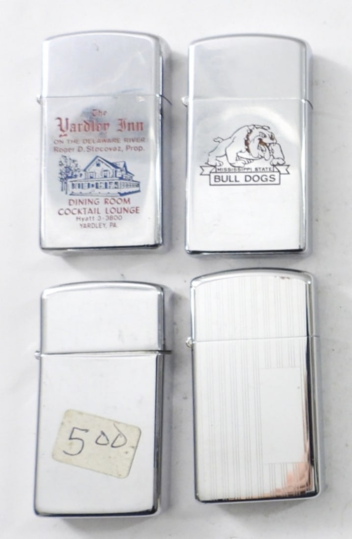 (4) SILVERTONE SLIM ZIPPOS (1 of 4)
