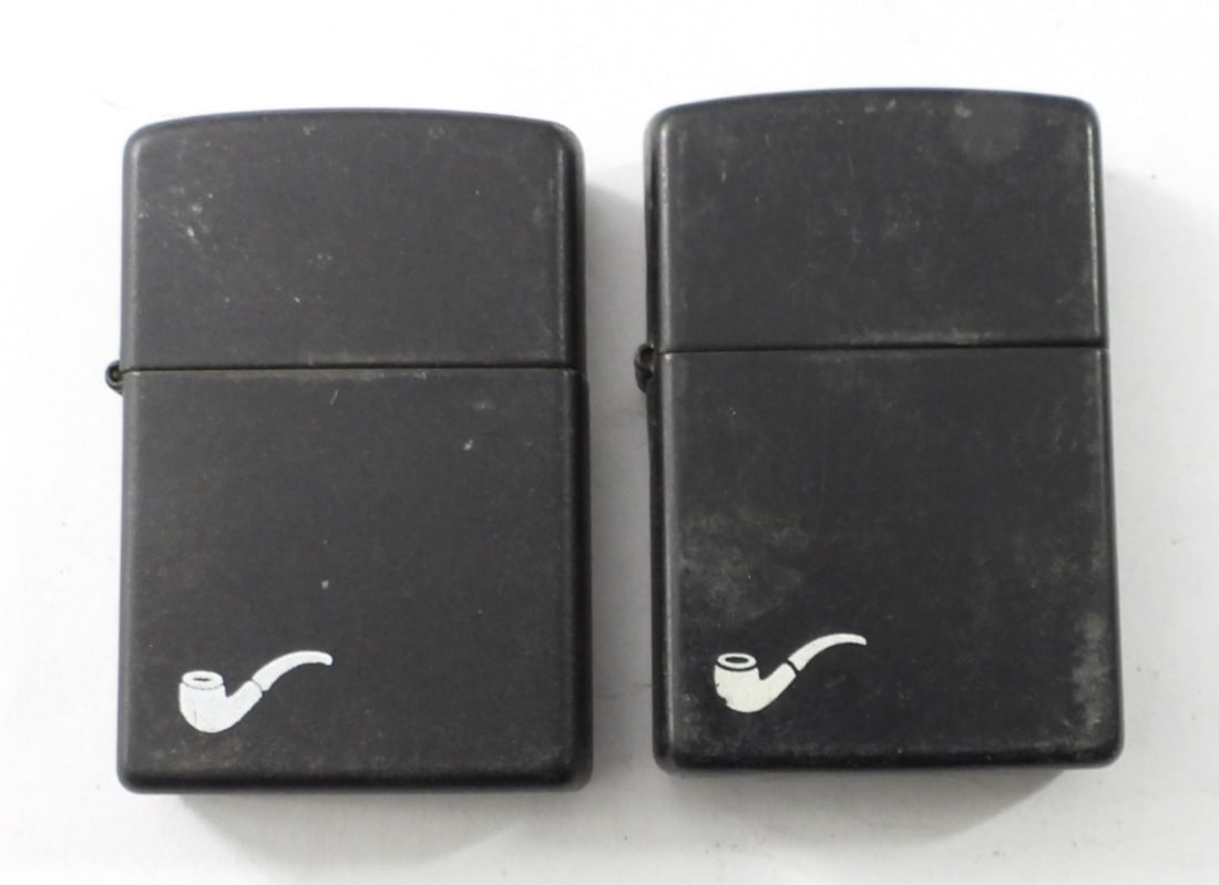 (2) FIRED  BLACK MATTE  PIPE EMBLEM ZIPPO (1 of 4)