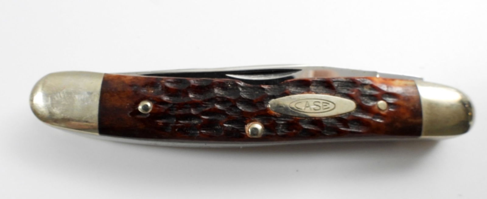 CASE XX 10 DOT MUSKRAT KNIFE: RED/BROWN BONE FOLDING KNIFE - LIKE NEW