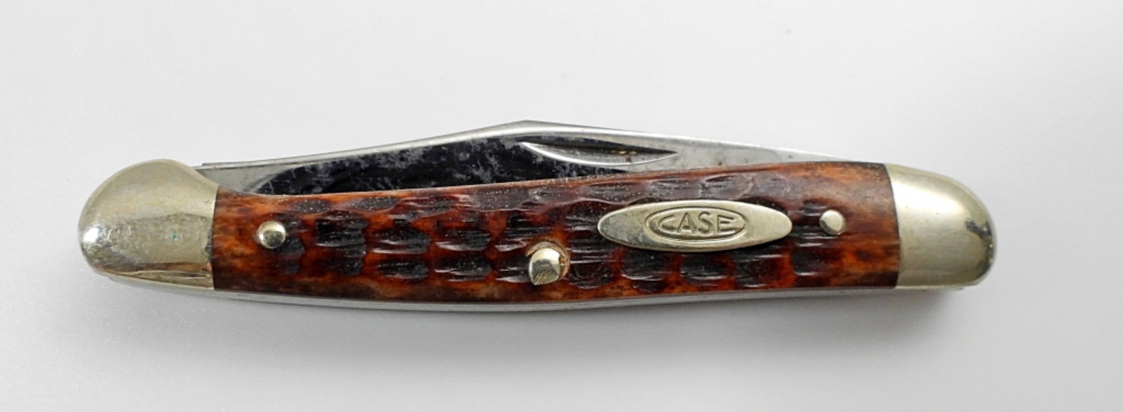 CASE XX 62109X MINI COPPERHEAD KNIFE: RED/BROWN BONE FOLDING KNIFE - LIKE NEW