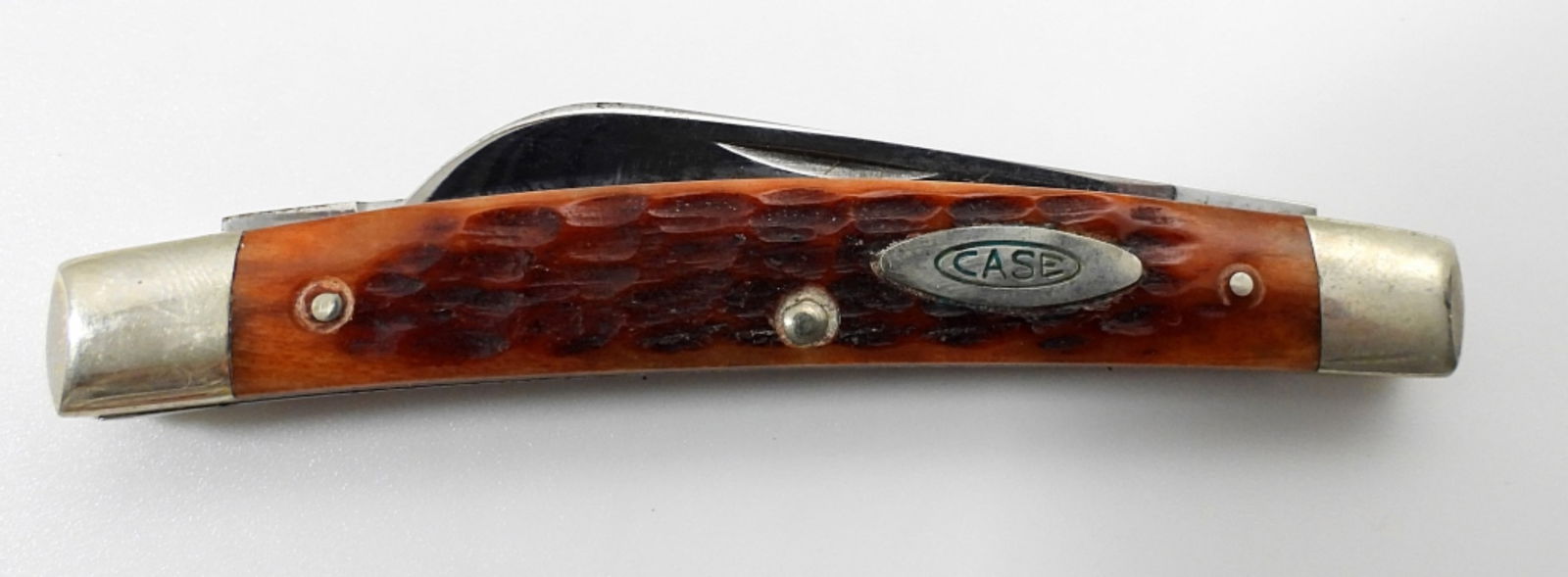 CASE XX 6269 HALF CONGRESS KNIFE: RED/BROWN BONE FOLDING KNIFE - LIKE NEW