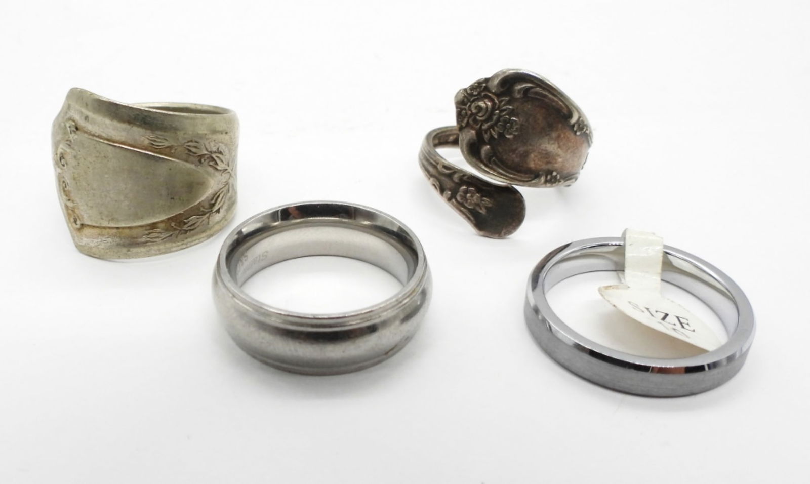 4 Silver tone Bands/Rings (1 of 2)