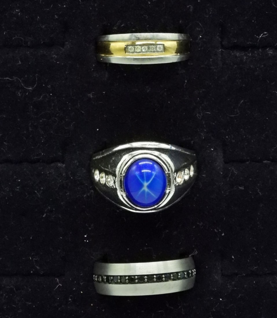 (3) MEN'S RINGS-DIAMOND, START SAPPHIRE & MORE (1 of 1)