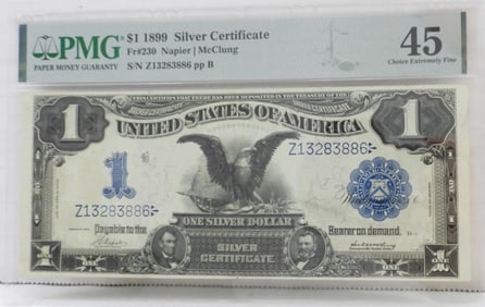 $1 1899 SILVER CERTIFICATE PMG 45