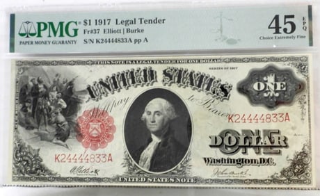 $1 1917 LEGAL TENDER PMG 45