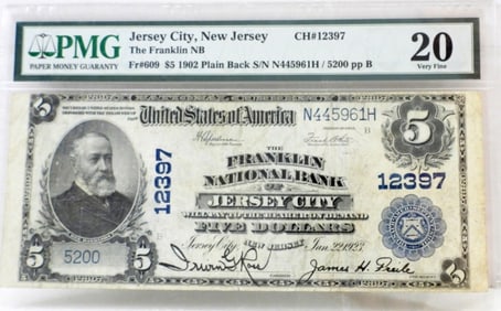 $5 1902 JERSEY CITY, NJ NATL NOTE PMG 20
