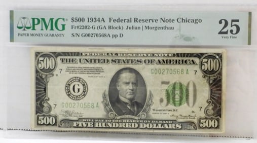 $500 1934A FEDERAL RSV NOTE PMG 25