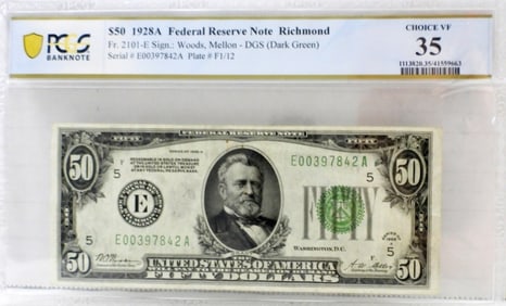 $50 1928A FED RSV NOTE PCGS 35