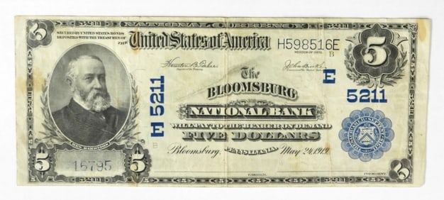 1902 $5 BLOOMSBURG PA NATL NOTE