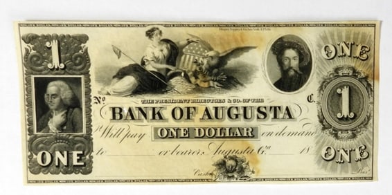 $1 AUGUSTA, GA OBSOLETE REMAINDER NOTE