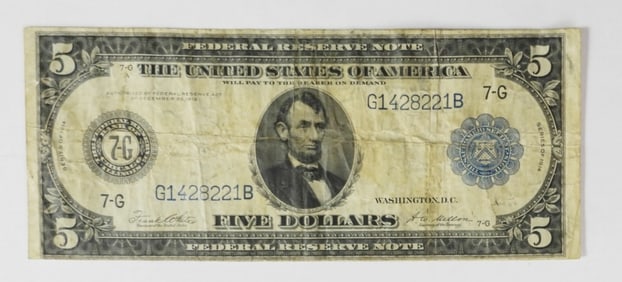 1914 $5 FEDERAL RESERVE NOTE
