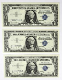 (3) CONSECUTIVE SERIAL # SILVER CERTS