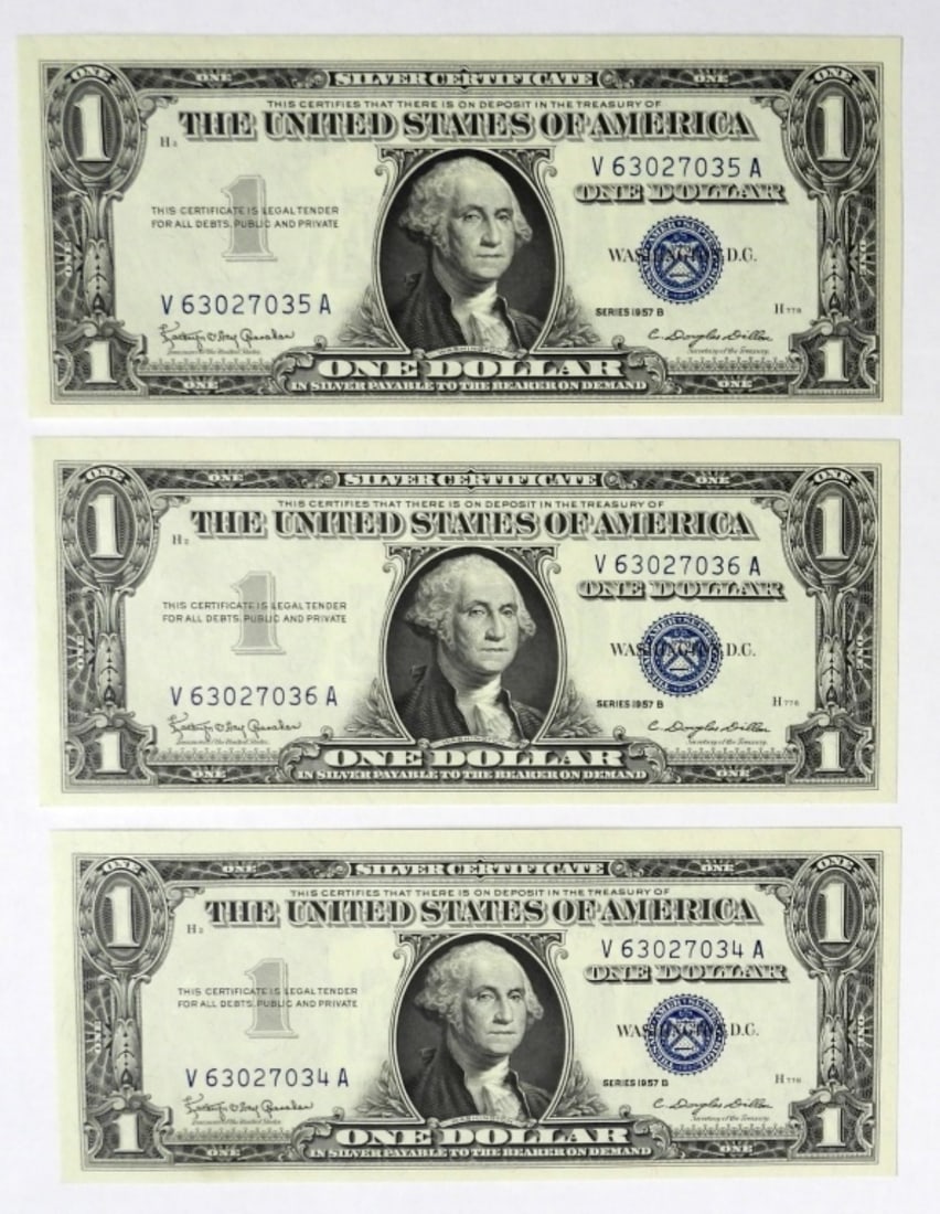 (3) CONSECUTIVE SERIAL # SILVER CERTS (1 of 2)