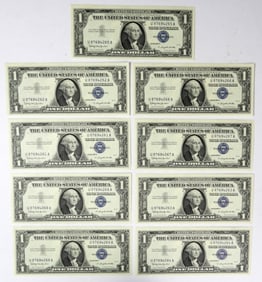 (9) CONSECUTIVE SERIAL # SILVER CERTS
