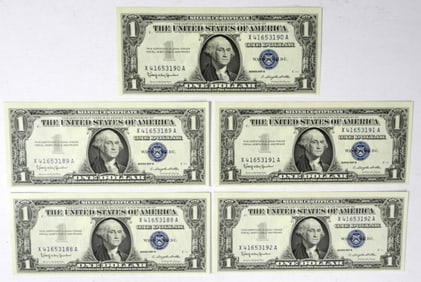 (5) CONSECUTIVE SERIAL # SILVER CERTS