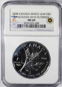 2008 CANADA MAPLE LEAF S$5  MS69