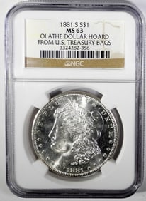 1881-S MORGAN DOLLAR NGC MS63