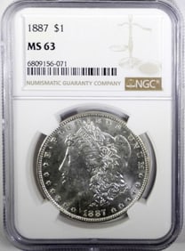 1887 MORGAN DOLLAR NGC MS63