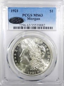 1921 MORGAN DOLLAR PCGS MS63