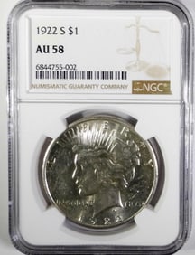 1922-S PEACE DOLLAR NGC AU58