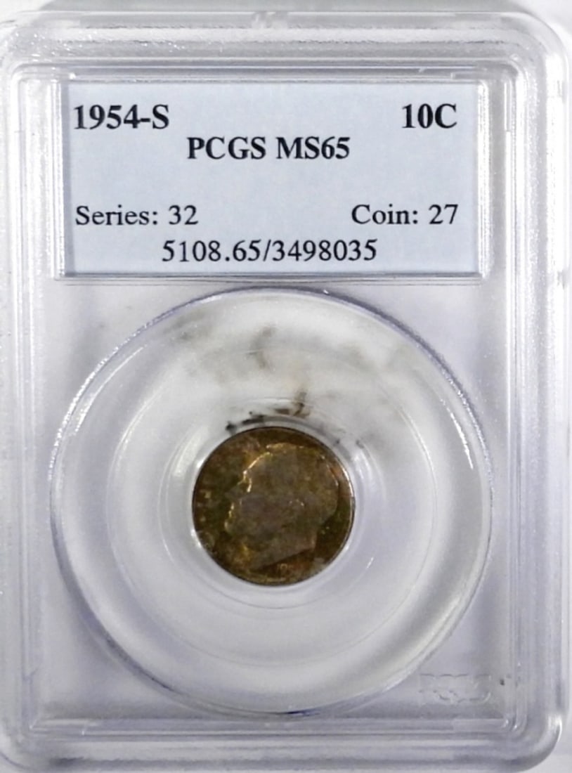 1954-S ROOSEVELT DIME PCGS MS65 (1 of 2)
