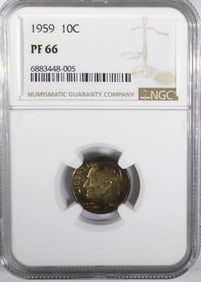 1959 ROOSEVELT DIME NGC PF66 RAINBOW