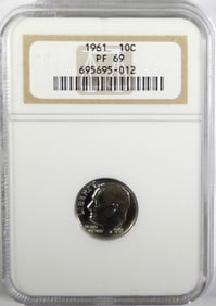 1961 ROOSEVELT DIME NGC PF69