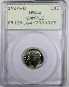 1964-D ROOSEVELT DIME PCGS MS64 SAMPLE
