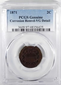 1871 TWO CENT PIECE PCGS GENUINE