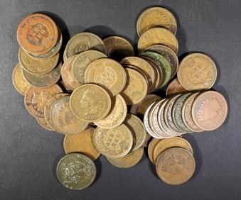50 INDIAN HEAD CENTS MIXED LOT