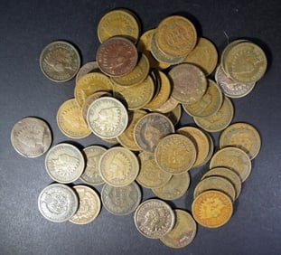 50 INDIAN HEAD CENTS MIXED LOT