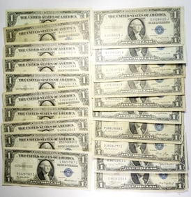 (20) $1 SILVER CERTIFICATES - AVG CIRC
