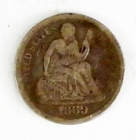 1869 SEATED DIME