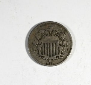 1867 NO RAYS SHIELD NICKEL