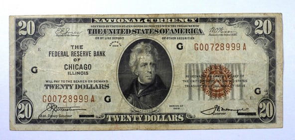 1929 $20 NATIONAL CURRENCY CHICAGO
