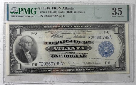 1918 $1 FRBN ATLANTA PMG 35