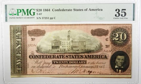 $20 1864 CONFEDERATE STATES OF AM PMG 35