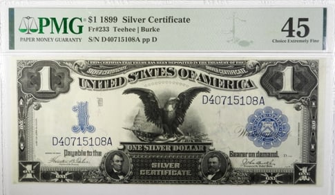 $1 1899 SILVER CERTIFICATE PMG 45
