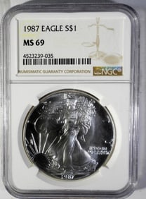 1987 AMERICAN SILVER EAGLE NGC MS69
