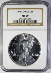 1989 AMERICAN SILVER EAGLE NGC MS69