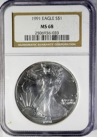 1991 AMERICAN SILVER EAGLE NGC MS68