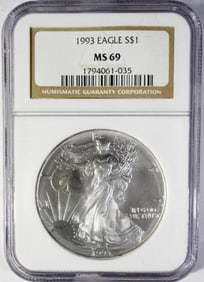 1993 AMERICAN SILVER EAGLE NGC MS69