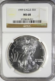 1999 AMERICAN SILVER EAGLE NGC MS68