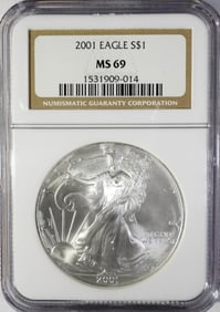 2001 AMERICAN SILVER EAGLE NGC MS69