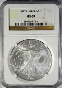 2005 AMERICAN SILVER EAGLE NGC MS69