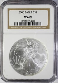 2006 AMERICAN SILVER EAGLE NGC MS69