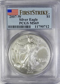2007-W AMERICAN SILVER EAGLE PCGS MS69